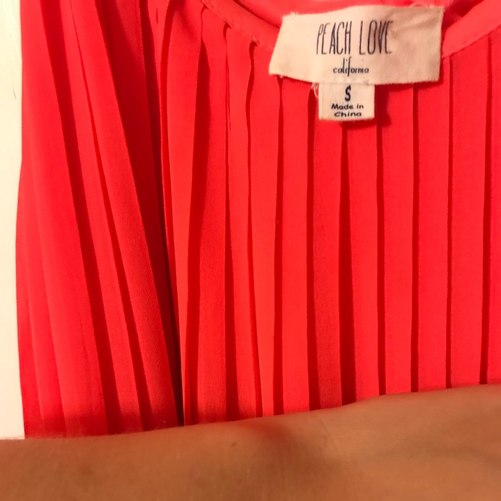 Pleated neon orangey pink dress